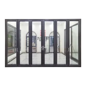 Island Villa Hurricane Impact Aluminum Doors Double Glass Stacked Bifold Accordion Doors For Houses