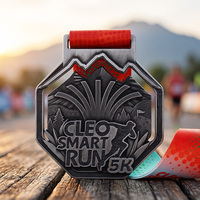 Médailles de course personnalisées par le fabricant, découpées à l'ancienne, en argent vieilli, avec logo métallique en relief 3D haute définition, pour marathons et courses de 5 km