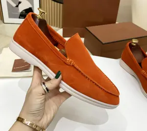 Topkwaliteit Schapenvacht Dames Mocassin Schoenen Luxe Flats Loafers Casual Designer Luie Slip Op Leren Schoenen Voor Mannen Vrouwen