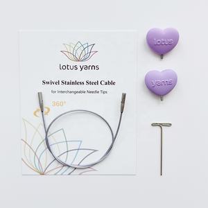 Lotus Yarns 360 °   Cable Giratorio con Tapas para Puntas Intercambiables, Accesorios para Herramientas <span class=keywords><strong>de</strong></span> Tejer <span class=keywords><strong>a</strong></span> Mano y <span class=keywords><strong>Crochet</strong></span> - Product Image 1