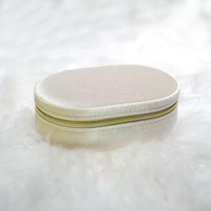High-End Portable Oval Flannel Zipper Bag Exquisite Travel Jewelry <b>Storage</b> for Earrings Necklaces <b>Rings</b>-Wholesale - Product Image 3