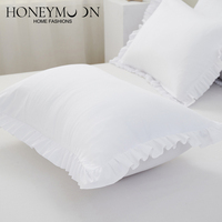 Ensemble de literie HONI pour toutes les saisons, 3 pièces, léger et moelleux, décoration de chambre, microfibre 80 g/m², housse de couette blanche à volants