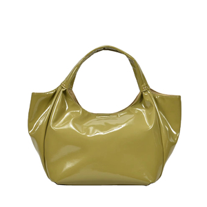Sac fourre-tout en cuir PU verni brillant, grande capacité, sac à bandoulière avec poche arrière zippée - Product Image 6