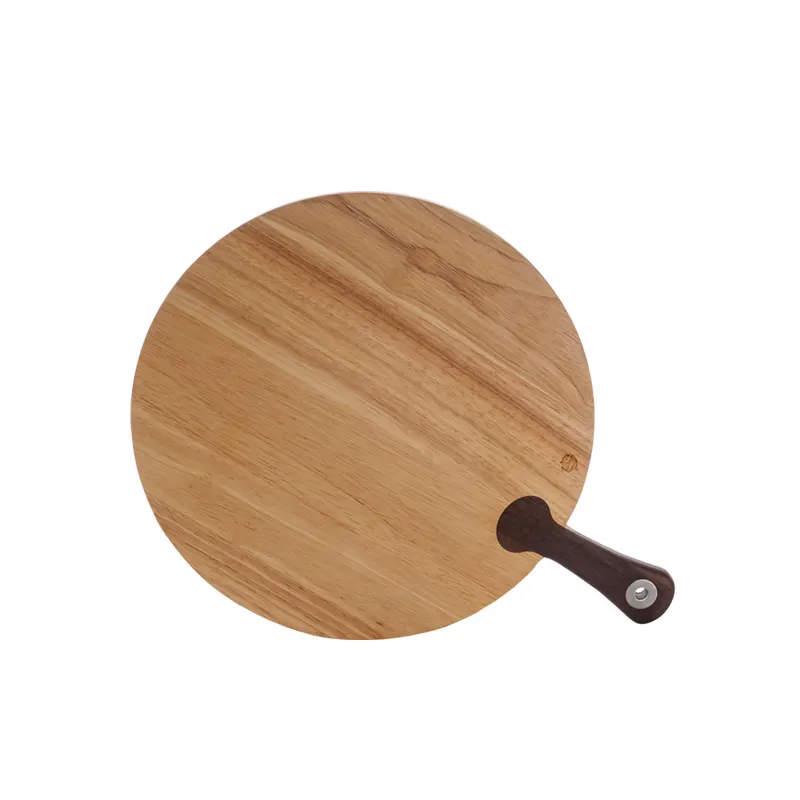 Wholesale Custom Natural Kitchen Acacia Wooden Round Chopping Cutting Boards With Handle