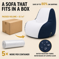 Fauteuil de relaxation Teardrop à prix réduit, emballage sous vide, bleu marine et blanc, mobilier contemporain bicolore pour extérieur, bord de piscine, complexe hôtelier