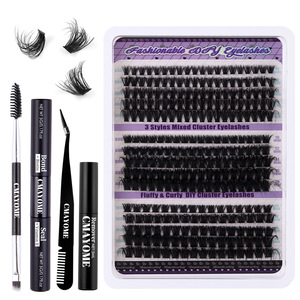 Großhandel Wimpern-Cluster-Sets mit 3D-Effekt, DIY, individuelles Logo verfügbar, Wimpernverlängerungs-Kit mit Kleber und Pinzette - Product Image 1
