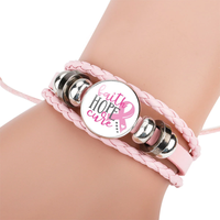 Bracelets à la mode avec motif de foi, force, Courage, bijoux inspirants, Bracelet de sensibilisation au Cancer du sein, ruban rose