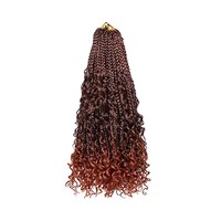Vente en Gros d'Usine Déesse Locs Messy Box Braids Cheveux Bohémiens au Crochet Pré-Bouclés avec Boucles Boho River Box Tressées