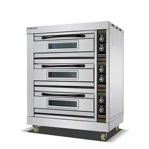 Kualitas Tinggi 3-Deck 9-Tray Oven Listrik untuk Roti, Oven Roti Indonesia, besar Oven untuk Memanggang