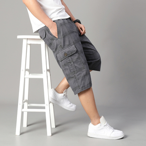 Customized logo <b>Men's</b> casual shorts cotton breathable multi-pocket fashion <b>cropped</b> <b>pants</b> summer cotton sweat-absorbent tooling - Product Image 3