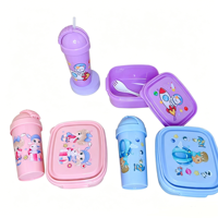 Ensemble boîte à lunch et gobelet pour enfants, motif dessin animé mignon, conteneur alimentaire portable à compartiments, boîte bento isotherme pour pique-nique et école