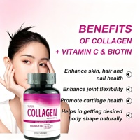 Compléments de collagène marin hydrolysé en vrac OEM, L-glutathion, vitamine C, biotine, comprimés de super collagène personnalisés pour les soins des cheveux et de la peau