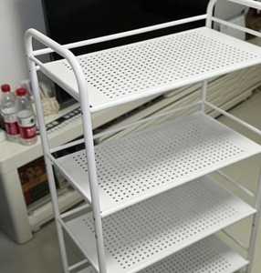 <b>Foldable</b> Rolling Storage <b>Cart</b> 3/4 Tier Metal Movable Shelving Unit with Universal Wheels for Home Commercial Use - Product Image 4