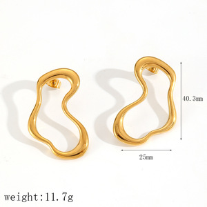 Irregular Geometric Hoop <b>Earrings</b> Stainless Steel Gold <b>Silver</b> <b>Stud</b> <b>Earrings</b> For Women Fashion Jewelry TE60288 - Product Image 5