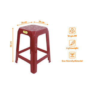 Modern PP Plastic Eco-Friendly Durable High <b>Stool</b> Square Seat Stackable Lightweight Ottoman Multi Color Home Kitchen <b>Bathroom</b> - Product Image 2