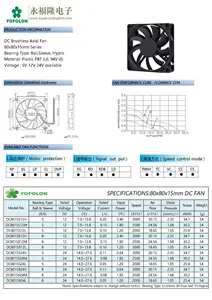 YOFOLON prix usine 80x80x15mm 12V 24V dc ventilateur axial 8015 dc ventilateur