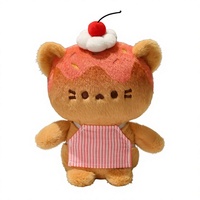 Peluche de chat avec accessoires de chef (chapeau, tablier, pain) – Cadeau