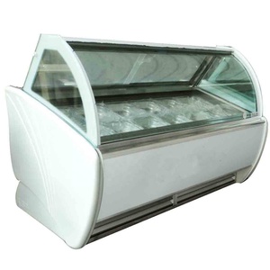 B6 16 Trays Curved Glass Design Italian Gelato Ice Cream Display Cabinets Freezer