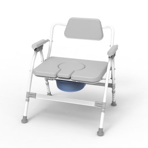 <b>Commode</b> <b>Chair</b> Height Adjustable Folding Backrest Flip Up Seat For Seniors Hospital Use 800 Lb Capacity - Product Image 1