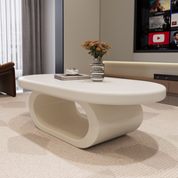 Table basse ovale créative en bois pour salon, petit appartement, style moderne minimaliste, luxe léger, design crème