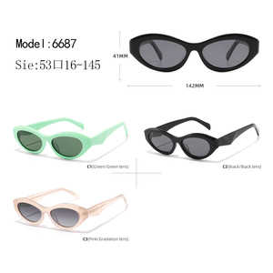 แว่นกันแดดทรงแคทอายสำหรับผู้หญิง กรอบสีดำเต็มขอบ ป้องกันรังสียูวี 400 ป้องกันแสงแดด สไตล์ผู้ใหญ่ - Product Image 3