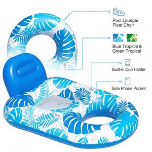 Colchoneta Flotante Inflable de PVC con Diseño de Hojas Tropicales Verdes, Flotador para Piscina, Juguete Acuático para Tomar el Sol en Verano - Product Image 6