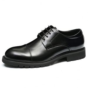 Special Promotion: Thick-layered Genuine Leather Three-piece <b>Cap</b> Toe Shoes for <b>Men</b>. Genuine Leather Thick-soled Work Shoes - Product Image 1