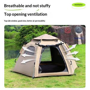 Tente de camping hexagonale à ouverture rapide <span class=keywords><strong>pour</strong></span> famille, à un bouton, à double porte, respirante, portable, en Oxford 210D - Product Image 2