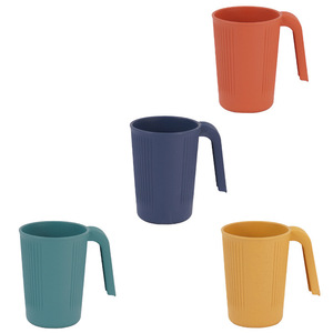 Eco-friendly Ribbed Wheat Straw Mouthwash <b>Mug</b> with Handle Reusable Toothbrush Cup for Home Bathroom Hotel Student <b>Couple</b> - Product Image 1