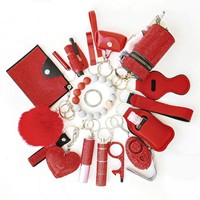 Ensemble de 19 pièces Porte-clés d'autodéfense Diamant Femmes Protection personnelle Mini produits Ensemble de porte-clés d'autodéfense