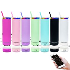 Gobelet intelligent pour lecteur de musique 20oz, coloré, revêtu de poudre macaron, plaqué arc-en-ciel sous le dessus, avec haut-parleur intégré, en provenance de notre entrepôt aux États-Unis - Product Image 1
