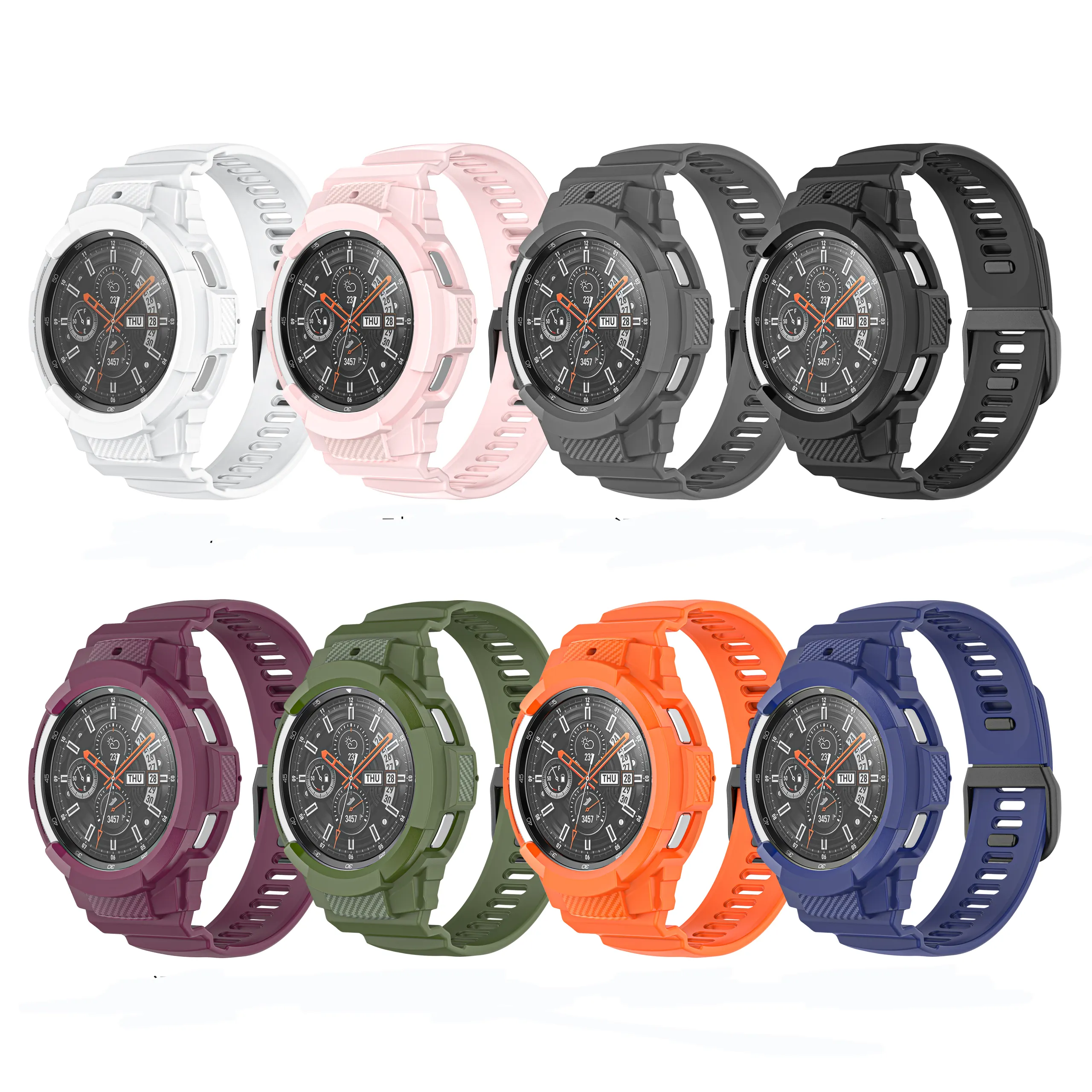 Integrierte TPU Armband Schutzhülle für Samsung Galaxy Watch 4 Classic 42mm 46mm Ersatz Sport Uhren armbänder