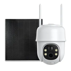 Keamanan CCTV surya dapat diisi ulang, APP AJCLOUD tanpa kabel, pengawasan luar ruangan daya baterai Wifi jaringan PTZ kamera 3MP