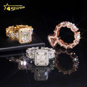 Anello di Moissanite con diamanti di lusso 925 in argento Sterling VVS 4CT taglio smeraldo - Product Image 2