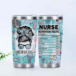 Mug isotherme en acier inoxydable de 20 oz, avec inscriptions « Nurse Life Nutritional Facts », cadeau pour infirmières. - Product Image 2
