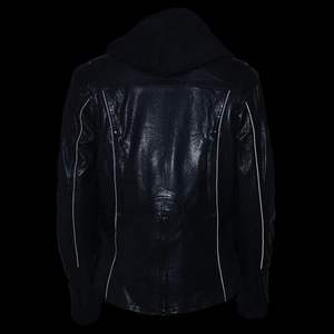 2025 cuir femmes réversible 3/4 noir PU cuir à capuche veste ML2066 vêtements d'extérieur avec Design Tribal réfléchissant - Product Image 3