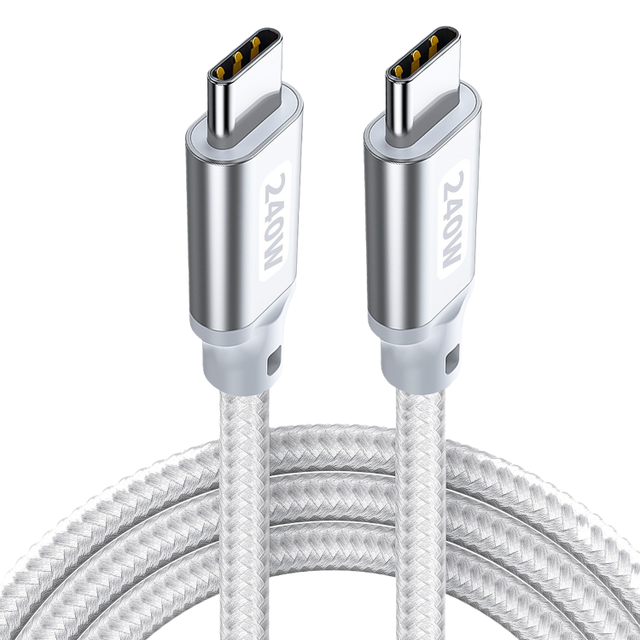 USB C to USB C Cable 100W 240W 10ft New Nylon 2.0 Type C Charging Cable Fast Charge for MacBook Pro for iPhone 15 -17 Series