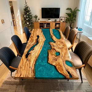 Venta caliente barato personalización muebles para el hogar restaurante madera maciza de nogal cocina comedor café río <span class=keywords><strong>resina</strong></span> <span class=keywords><strong>epoxi</strong></span> losa <span class=keywords><strong>Mesa</strong></span> - Product Image 3