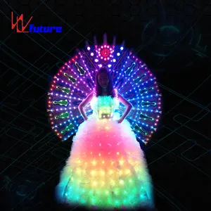 WL-018 Afstandsbediening Led Bruiloft Prinses Jurk Met Back Props Halo Led Dans Kostuum Feestjurk Led Halo Meisjes Jurken