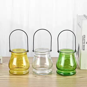 180ml frutta pera a forma di zucca vernice in <span class=keywords><strong>vetro</strong></span> colorato portacandele in cera barattolo con manico in metallo a cerchio oscillante per le vacanze - Product Image 4