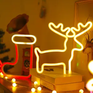 순 록 크리스마스 트리 네온 라이트 로그인 벽 마운트 침실 장식 밤 빛 LED 사용자 정의 크리스마스 장식 네온 조명