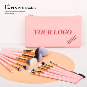 2025 Juego <span class=keywords><strong>de</strong></span> brochas <span class=keywords><strong>de</strong></span> maquillaje <span class=keywords><strong>de</strong></span> viaje veganas <span class=keywords><strong>de</strong></span> lujo 12 piezas Cepillos <span class=keywords><strong>de</strong></span> pelo sintético sin crueldad Rosa para la cara - Product Image 2