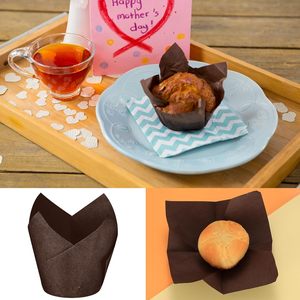 Moules à muffins en papier en forme de tulipe, couleur naturelle blanc et marron, tailles mini/15cm/16cm/16.5cm/17cm/17.5cm - Product Image 5