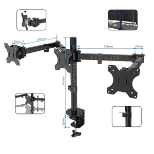 Soporte para tres monitores para pantallas de 32 pulgadas, ergonomía mejorada, espacio de trabajo organizado - Product Image 3