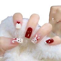 24pcs Couverture Complète Style Français Faux Ongles Durable PVC ABS Pointe Pré-Collée Modèle de Conception de Doigt Artificiel