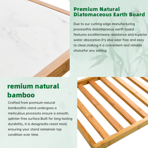 <b>Large</b> Collapsible Bamboo Stand Pad Fast Drying <b>Mat</b> Board with Instant Dry Diatomaceous Earth <b>Mat</b> Stone Dish for Kitchen Counter - Product Image 5