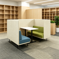 Canapé de réunion insonorisé à dossier haut avec table, design modulaire pour espace de réception de bureau privé