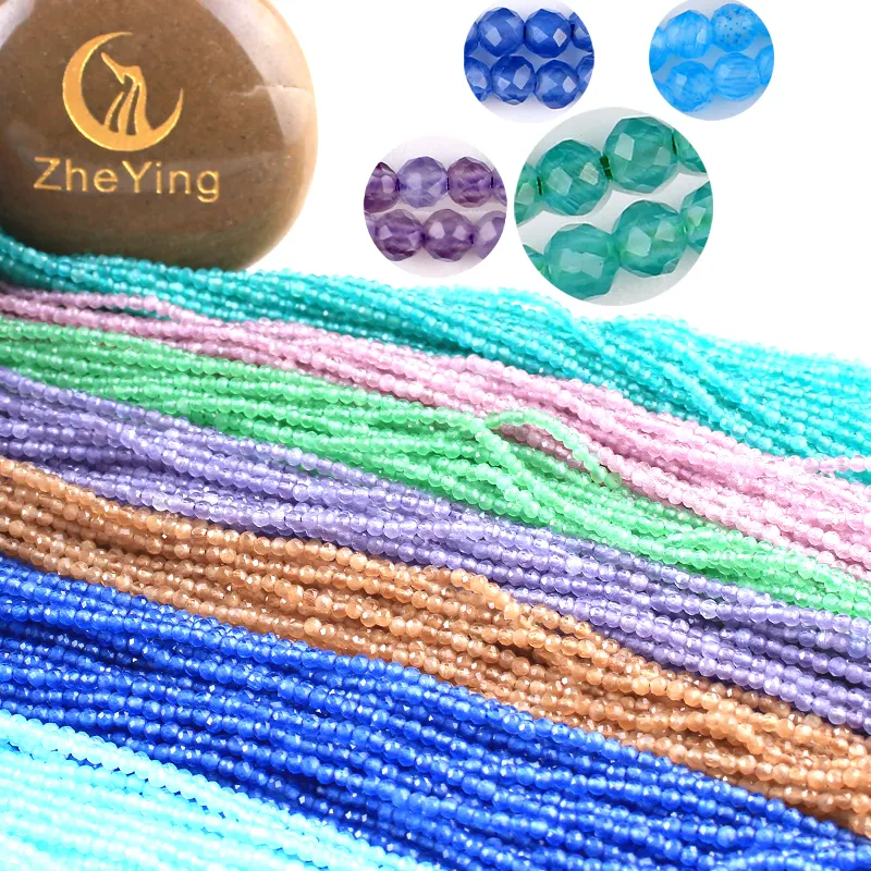 Zhe Ying ลูกปัดแก้วเหลี่ยมเพชรพลอย2mm3mm สี,ลูกปัดคริสตัลโรนเดลตาแมว Diy 25สีสำหรับทำเครื่องประดับ