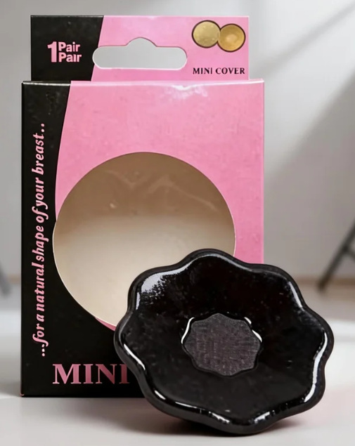 colorful Fabric-backed nylon nipple covers, black