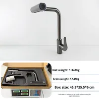 Robinet de cuisine monocommande en acier inoxydable, moderne et simple, à montage sur plan, avec mitigeur cascade rotatif quatre positions, eau chaude et froide, vente en gros